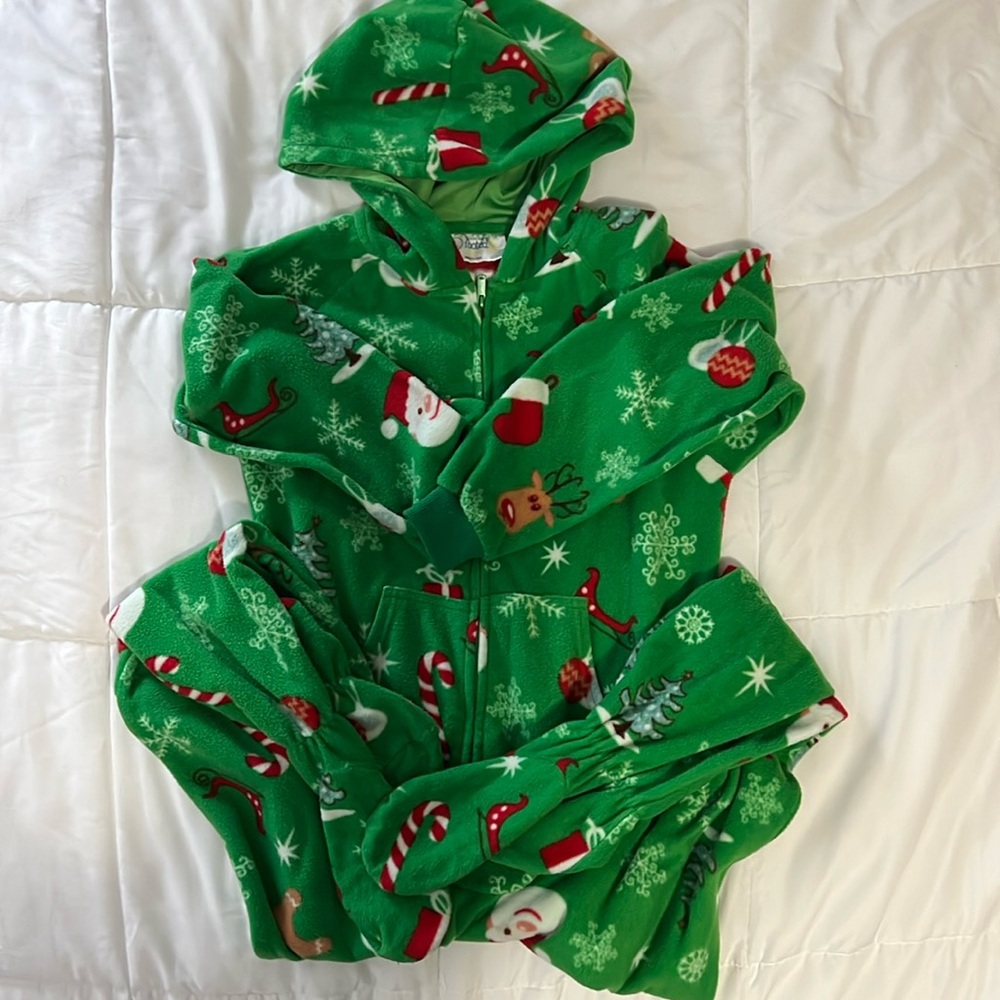Kids size Lager Christmas footie pajamas